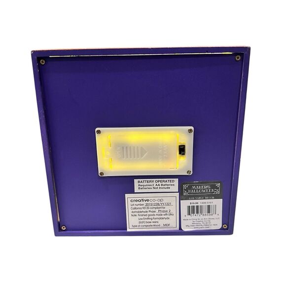 "Halloween" Purple Glittery Halloween Light Up Box Decor - Picture 3 of 4